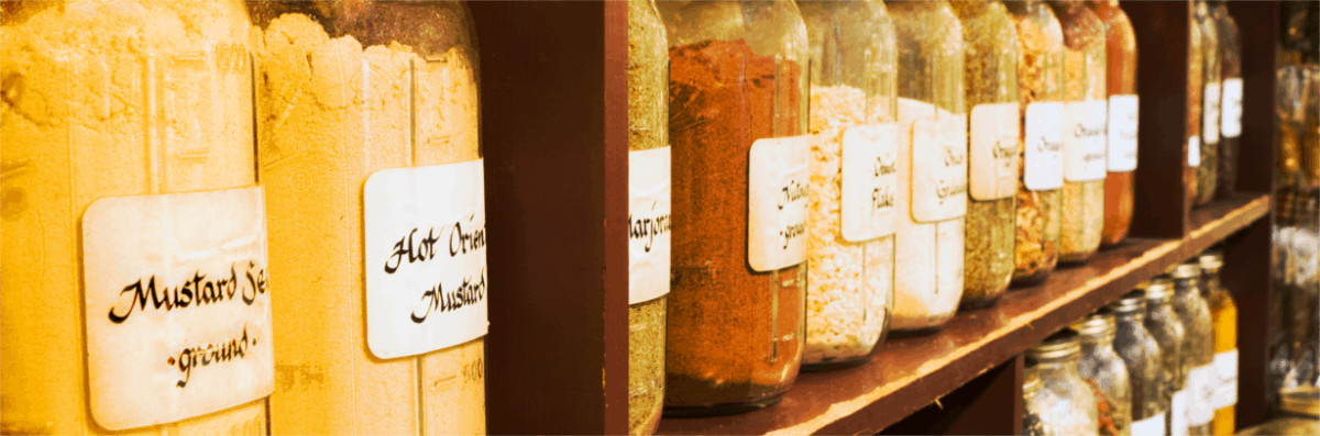large jars labeled for storage
