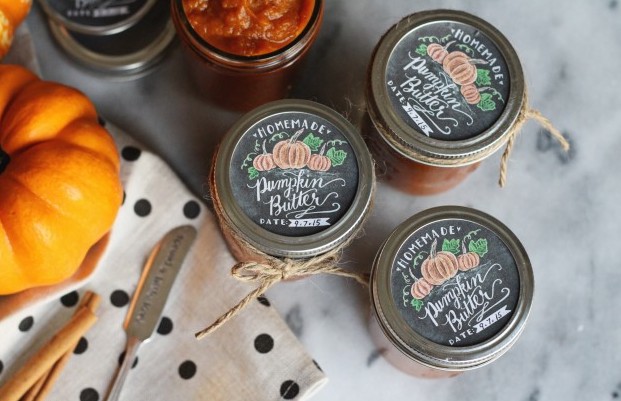 jam peach jar labels handdrawn