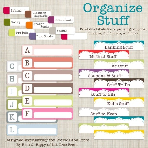 Organization labels your file folders, coupons, binders and more!