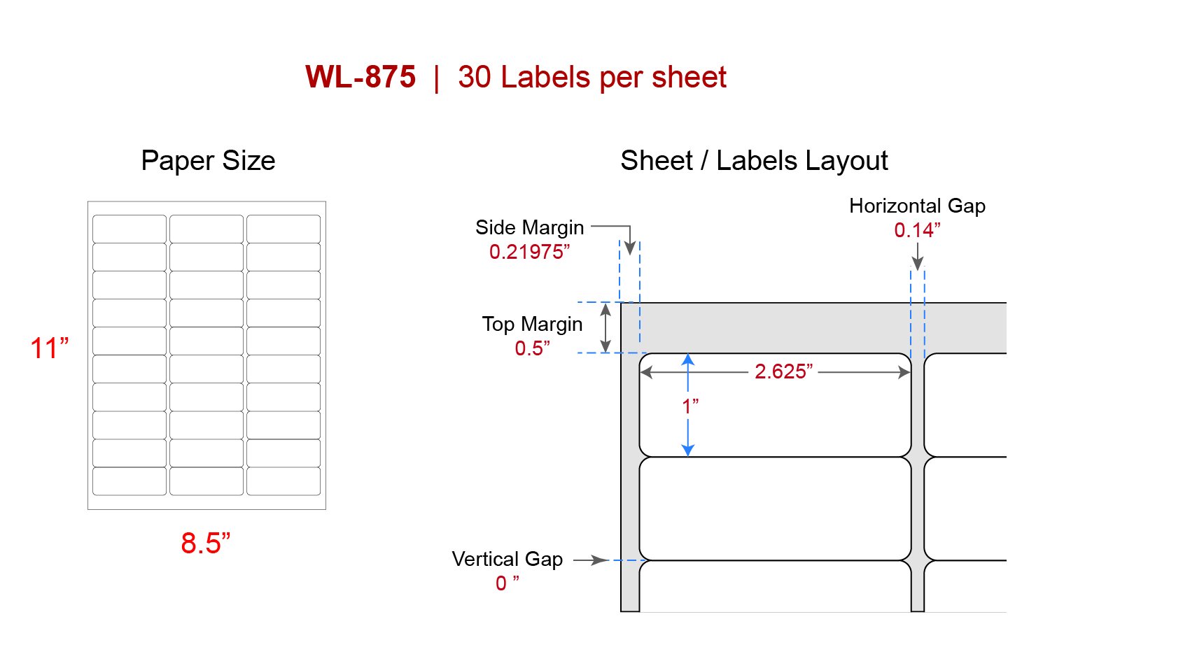 Address Labels, Our WL-21 sized 21 labels Throughout File Side Label Template