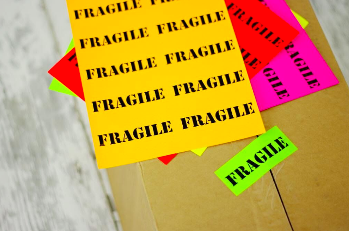 Adhesive labels in several fluorescent colors